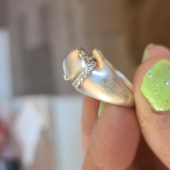 Sterling Cougar/Panther Ring Vintage Green emerald jeweled Eyes  9.25 5.1 Grams - Picture 5 of 6